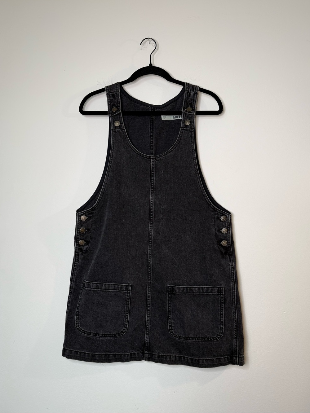 Topshop MOTO Washed Black Denim Overall Dress | Women’s Size 6